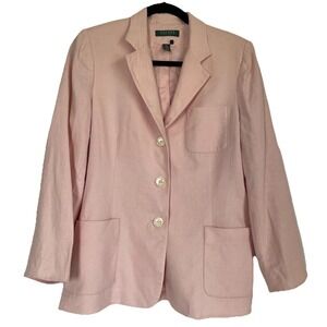 Lauren Ralph Lauren Blazer Linen Light Pink Summer Jacket  Size Petite P12